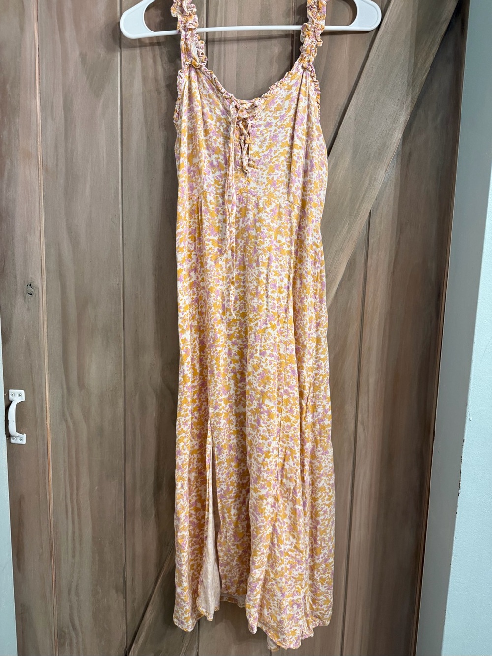 Japna Yellow Pink Floral Midi Dress